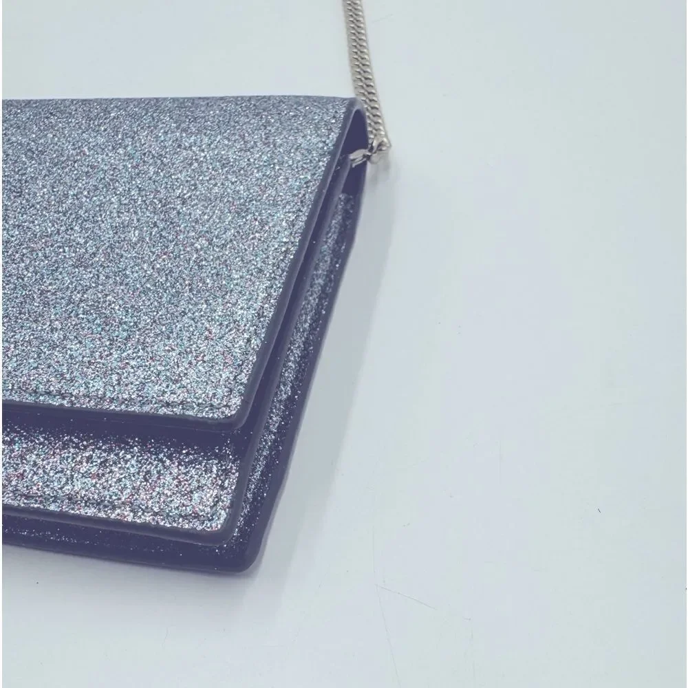 Auth Jimmy Choo Lilia Shadded Glitter Multicolor Fabric Clutch Preloved Purse